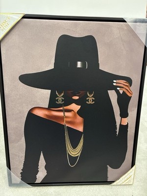 Instinct Style Framed Canvas Print Fashion Woman by Amy Kennedy Black Gold Art