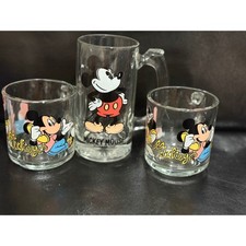 Juego de 3 tazas de vidrio de Mickey Mouse de colección