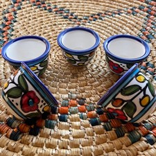 Palestinian Pottery Coffee Cups set of 5 Ceramic Handmade in Palestine -