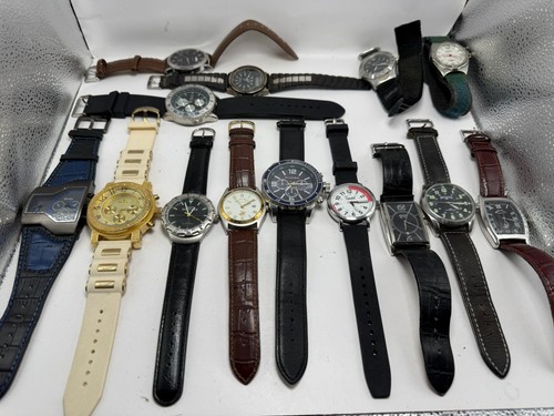Mixed Brands Mens Watches Lot Of 15 For Parts Or Repair