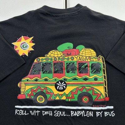 VTG 80s YAGA Surf Shirt Size Large Rasta Reggae Island Rootz Single Stitch RARE