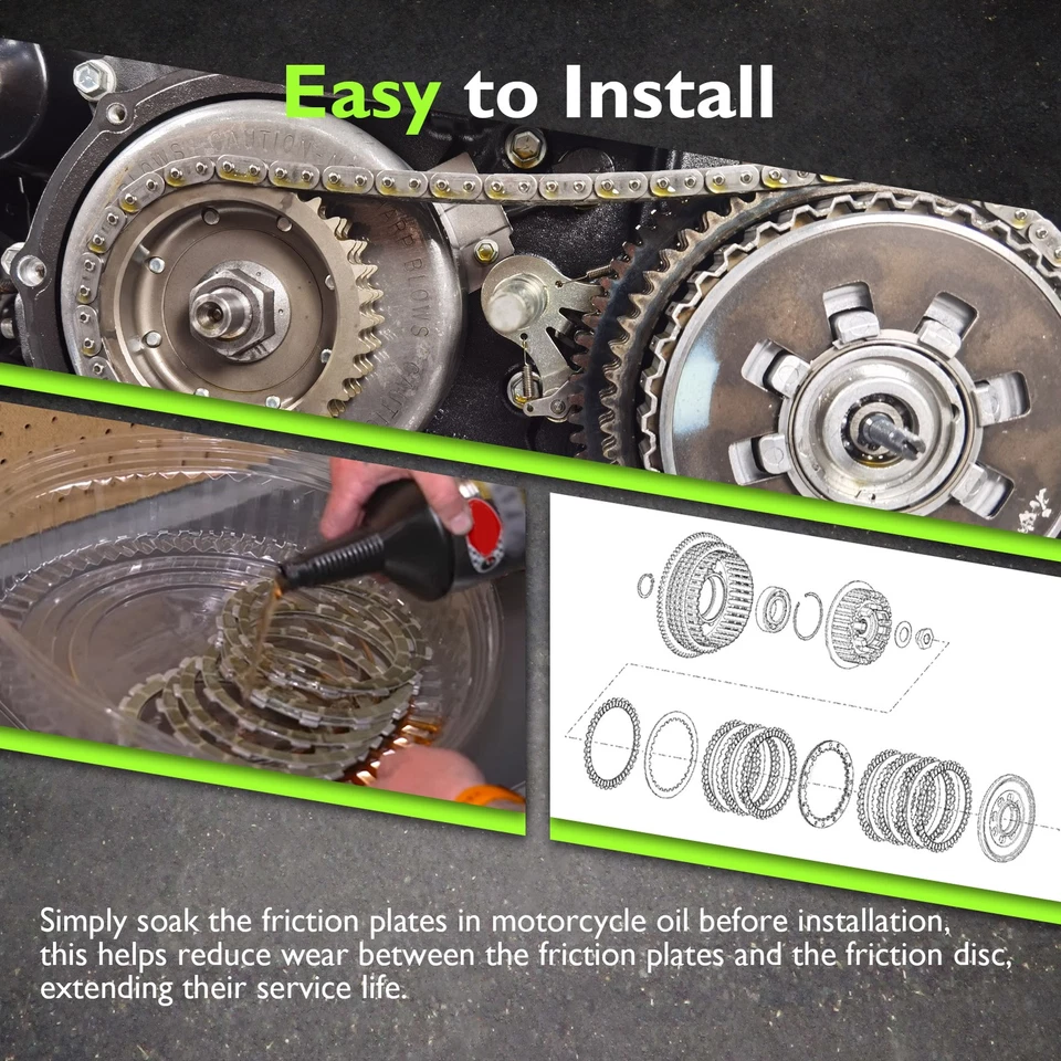 MOFUN 17PCS Extra Plate Friction Steel Clutch Disc Kit for Harley Sportster XL - Image 3 of 4