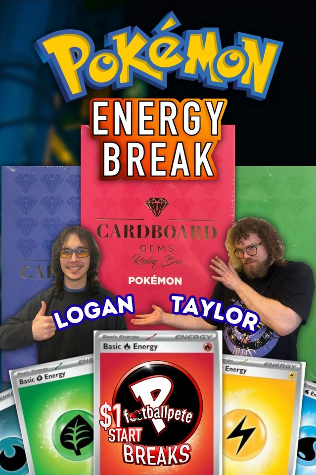💎$1 START POKEMON CARDBOARD GEMS ENERGY BREAK!💎 W/PFOOTBALL