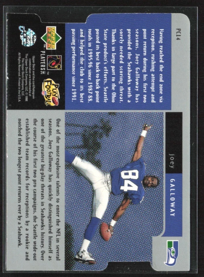 Joey Galloway 1998 Black Diamond Premium Cut Quadruple Horizontal #PC14 Seattle - Image 2 of 3