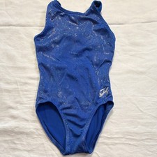 GK Elite Girls' Blue Sleeveless Gymnastics Leotard Size Small