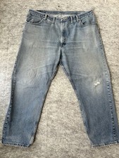 Wrangler Jeans Mens 44x30 Relaxed Fit Blue Denim Medium Wash Distressed 9760WDR