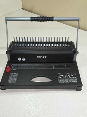 Tianse Manual Comb Binding Machine   21-Hole Punch Binder   Black- Untested 