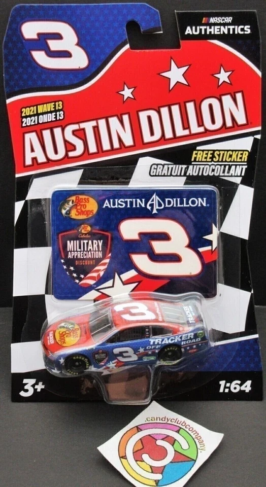 Austin Dillon ~ Militar ~ NASCAR Authentics ~ con pegatina ~ Die Cast escala 1:64 Foto 2 de 4