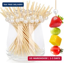 200 Cocktail Picks, White Pearl Fancy Toothpicks for Appetizers Drinks Fruit Foo