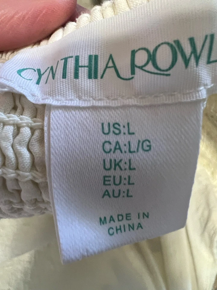Nuevo con etiquetas Vestido Cynthia Rowley 100% Lino Sin Mangas Volantes en Niveles Nuevas Conchas 🐚 Midi Foto 4 de 4