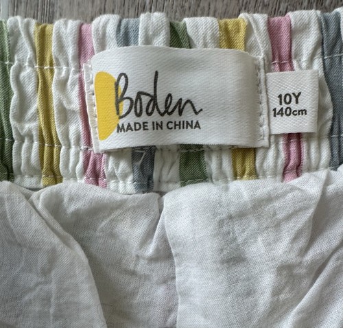 BODEN Sz 10 Years Girls Shorts Striped White Yellow Blue Pink Green - Picture 3 of 5