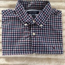 Tommy Hilfiger Mens Plaid Button Down Short Sleeve Shirt - Size M