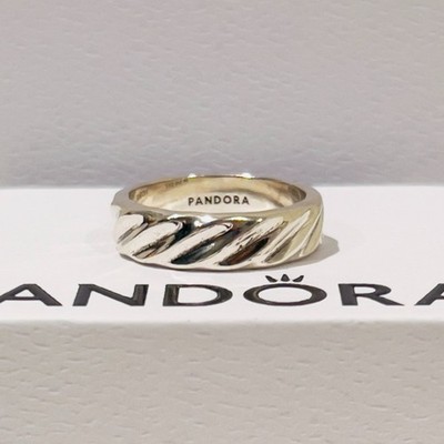 PANDORA 925 ALE Essence Wavy Rippled Wide Band Ring Size 52 w