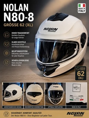Nolan N80-8 Motorradhelm Gr. XL 62 CM mit Sonnenblende