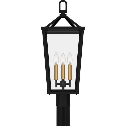 Matte Black Three Light Outdoor Post Mount from the Hull Collection - Picture 3 of 5