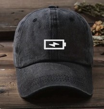 Fashion Vintage Washed Print Charging Graphic Baseball Cap, 100 Cotton Urban