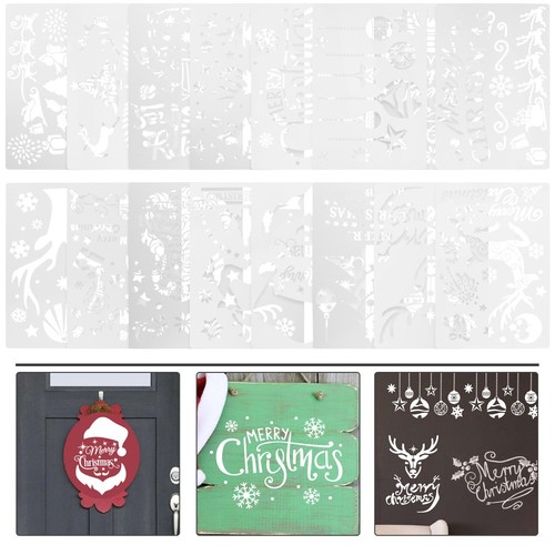 16 Pochoirs Noël Réutilisables Pour Enfants – 15x15 Cm – Motifs Sapins, Flocons, Père Noël & Bonhommes De Neige – Idéal DIY Déco Créative