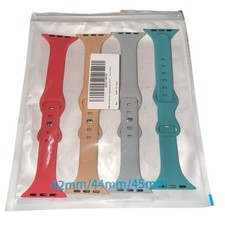 Set of 4 Watch Bands Apple Compatible Sz 42/44/45 Red Peach Gray Teal
