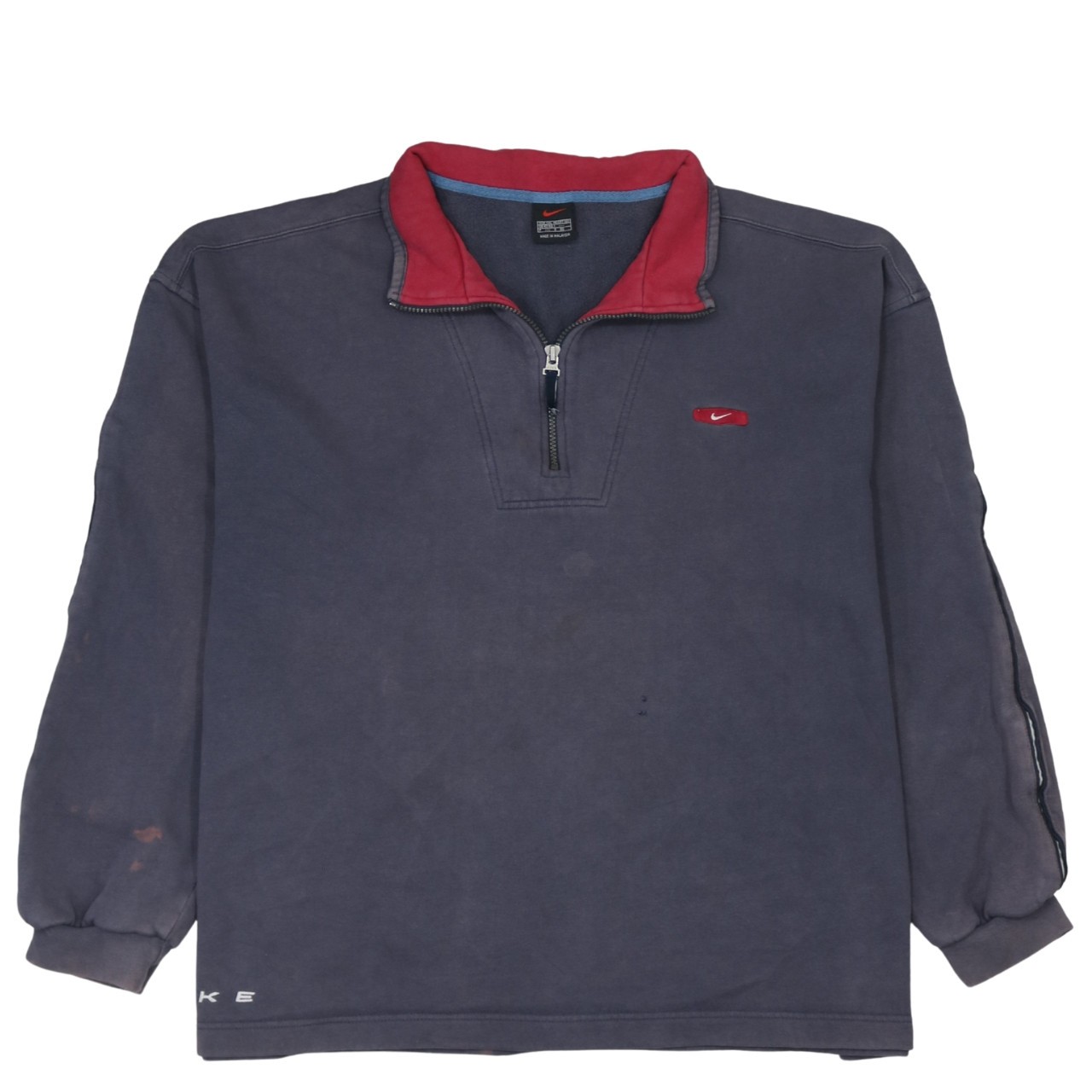 Nike Mens Sweatshirt Navy Blue 1/4 Zip Embroidered Swoosh Fleece Pullover XXL