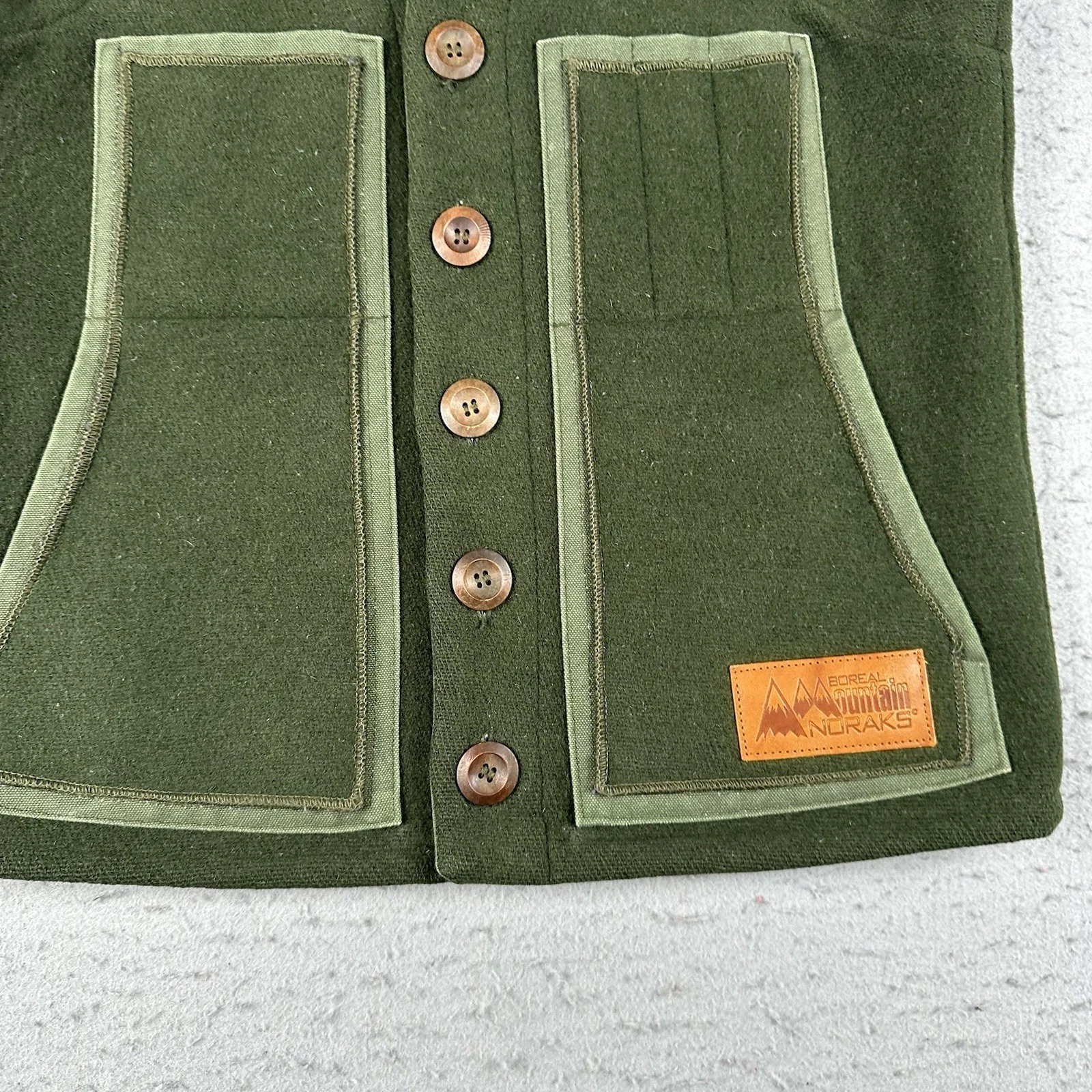 Boreal Mountain Anoraks Vest Men’s Small Green Wool Outdoor Hiking Hunting - product detail image 12