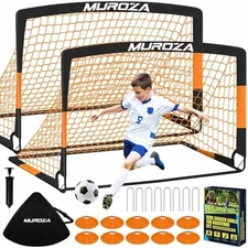 2 Pack Kids Soccer Goal Pop Up Net with Ball Cones