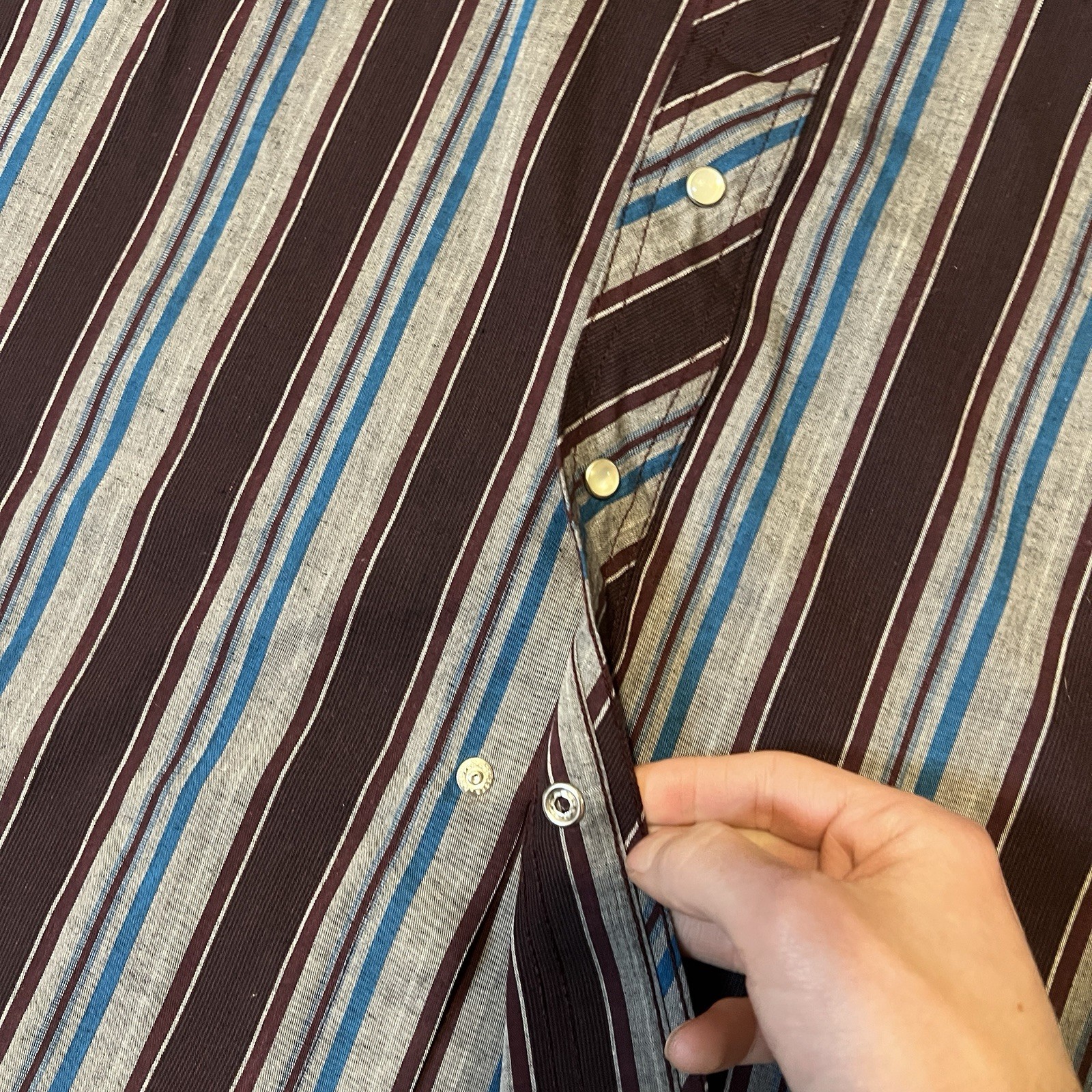 Wrangler Western Pearl Snap Shirt Men's XL TALL Red-Grey-Blue Plaid Shirt NWT thumbnail 9