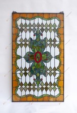 20" x 34" Tiffany Style stained glass window panel. HF47