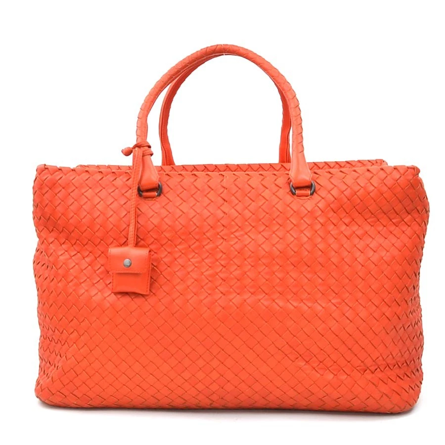 Bottega Veneta — Auth BOTTEGAVENETA Intrecciato Handbag Orange Red Leather - h31695g