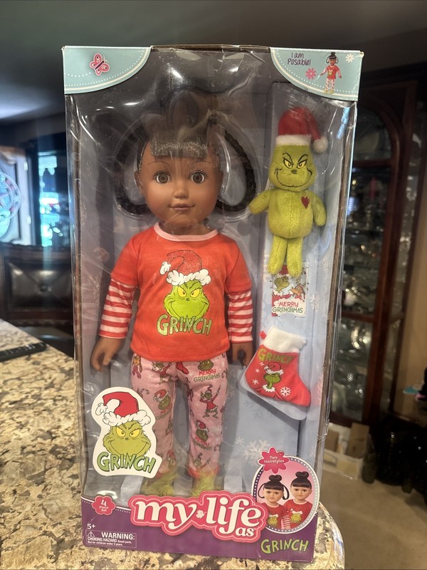 NEW My Life as Grinch 18” Posable Cindy Lou Doll w/ Plush Brown Skin Hair Sealed