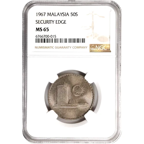 1967 Malaysia 50 Sen, NGC MS 65, KM-5.1, Security Edge