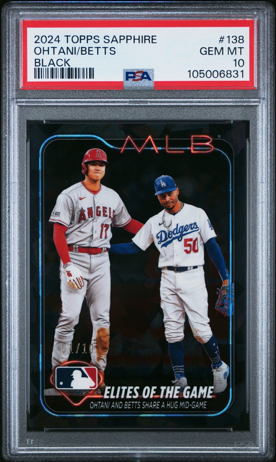 2024 TOPPS CHROME SAPPHIRE BLACK #138 MOOKIE BETTS/SHOHEI OHTANI 1/10 PSA 10