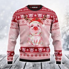 Lovely Pig Ugly Christmas Sweater Jumper Christmas Light Ugly Sweater For Men 03