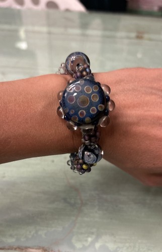 Artisan Hand Blown Glass Beaded Chunky Bracelet