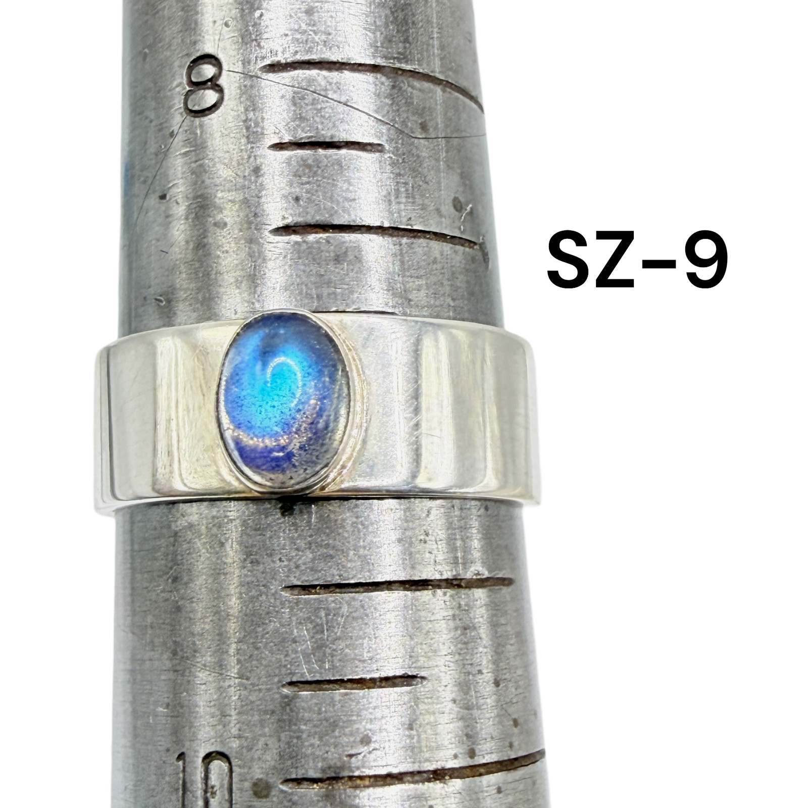 Genuine Natural Labradorite Solid Silver Band Uni… - image 3