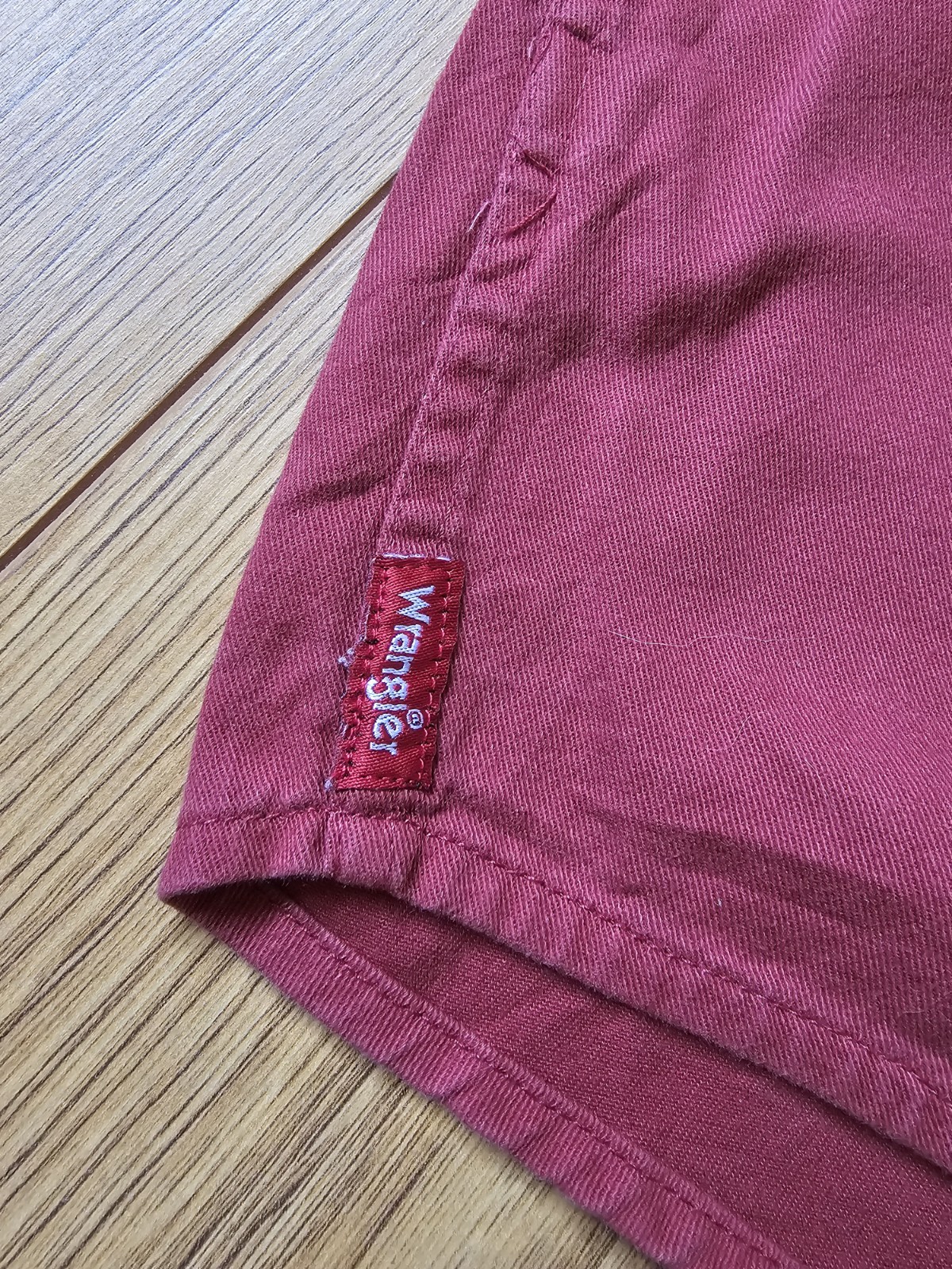 Wrangler Men's Short Sleeve Red Shirt Size Large Cotton Blend Work Casual image 8
