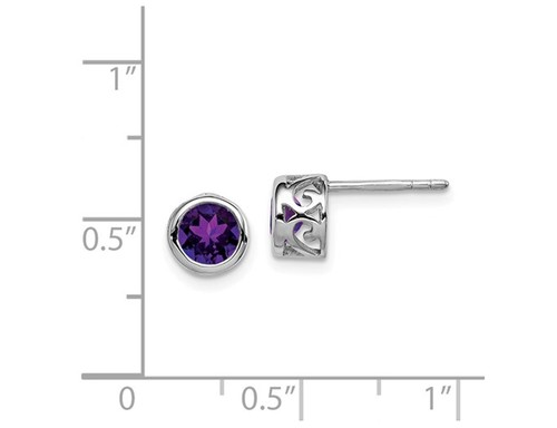 Sterling Silver Amethyst Solitaire Earrings 2/5 Carat (ctw) - Picture 4 of 5