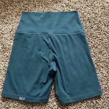SET ACTIVE Luxform Teal Women's Athletic Shorts Blended Fabric Gym Yoga Running
