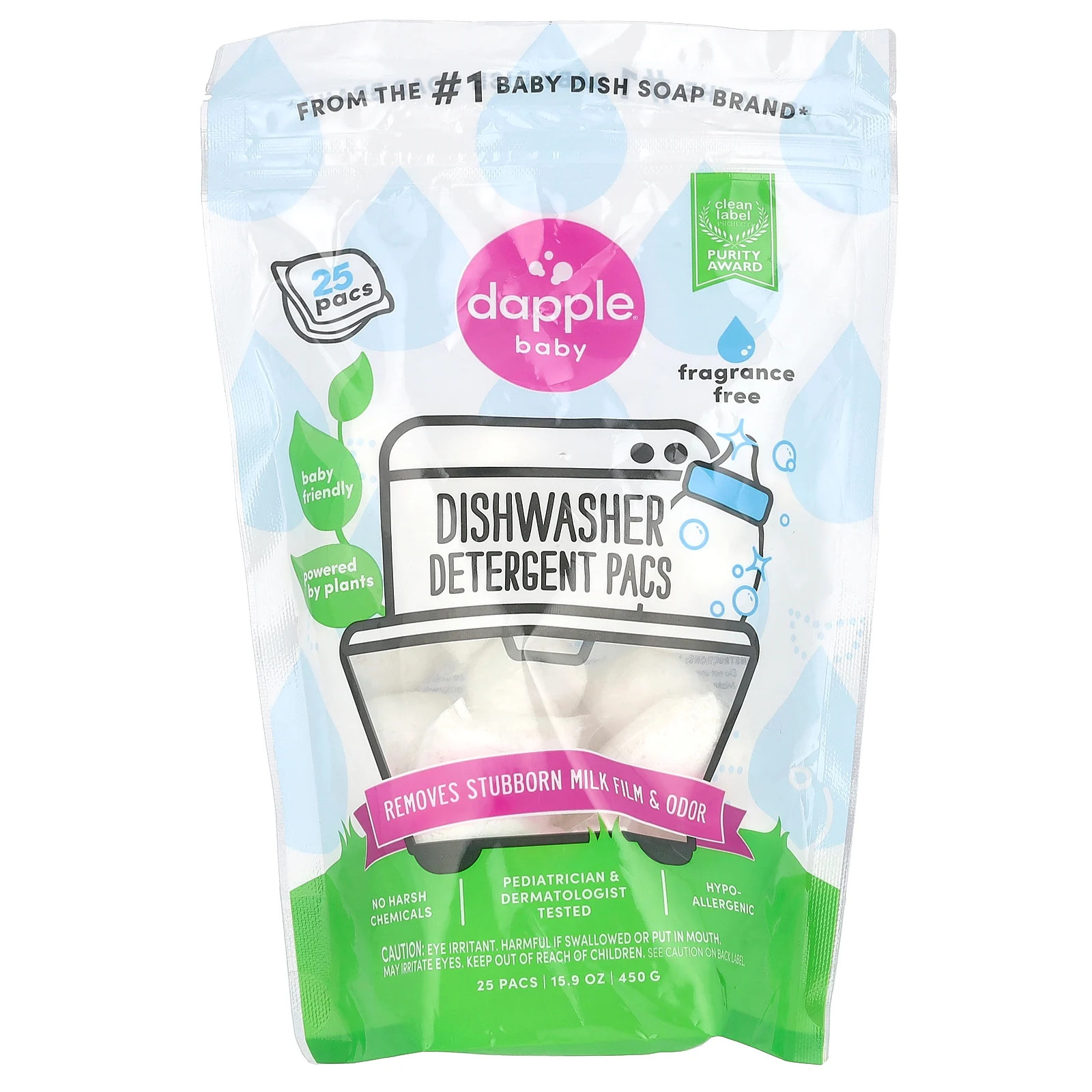 Моющее средство для посудомоечной машины, без отдушек, 25 упаковок, 15,9 унции (450 г)