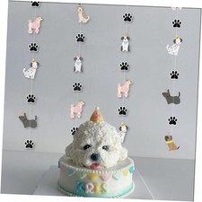 Pet Dogs Hanging Paper Decoration 4 Strings X 9.8ft , Lovely Puppy Paw dog