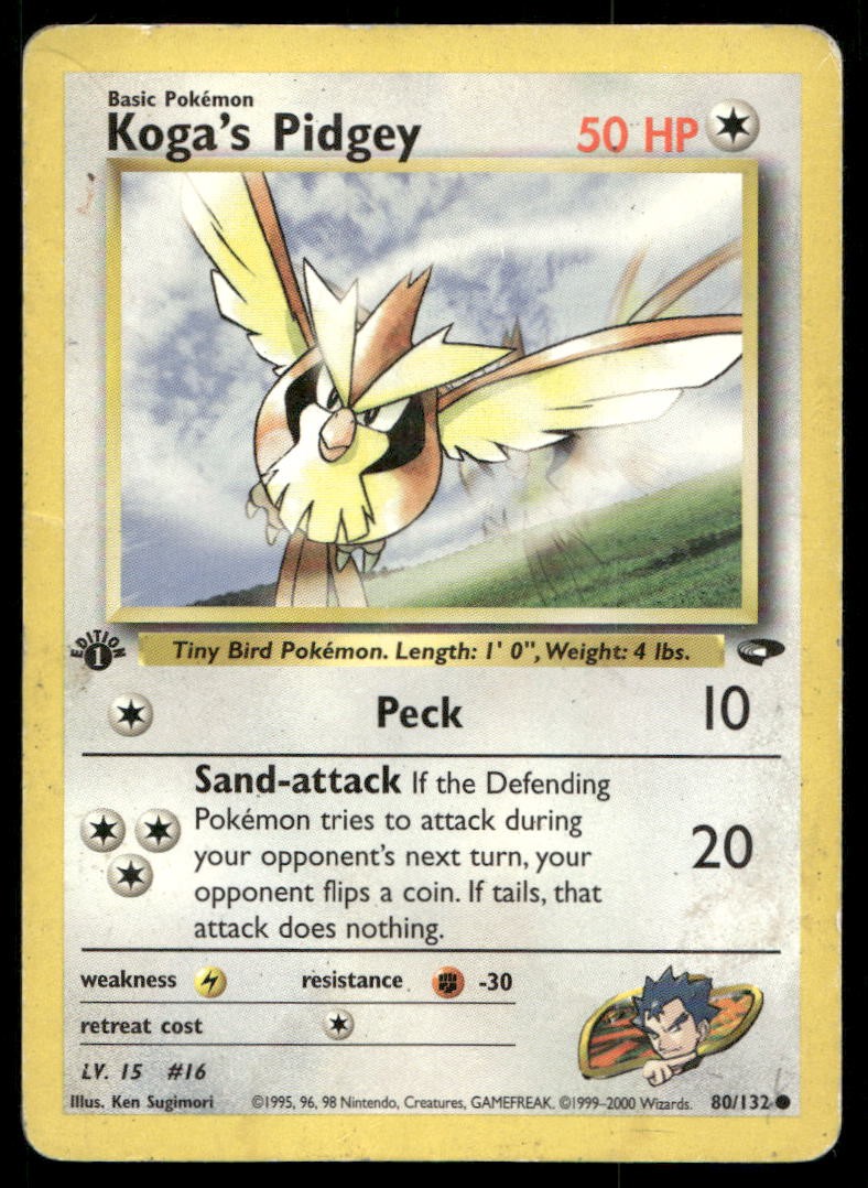 KOGA'S PIDGEY 80/132 C GYM CHALLENGE POKEMON 1ST EDITION DMG