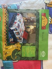 Vintage New Sealed 90s LION KING Blanket Bedspread White Disney Simba Twin/Full
