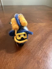 Handmade Felt Wool Diver Fish Ornament Blue Yellow Scuba Decor Nepal