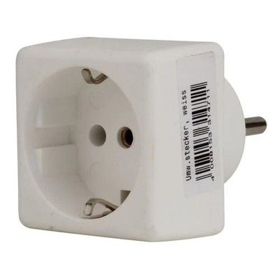 Übergangsstecker F/D weiß  Reiseadapter