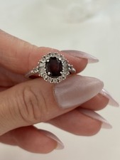 Sterling silver Madagascan Ruby & white Topaz with certificate size P/Q