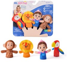 Ms. Rachel Finger Puppets Zoo Friends 4-Pack, Lion, Monkey Parrot, Education...