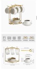 Espresso Cups with Saucers Set and Gold Metal Stand, 2.5oz Expresso Shots Cup... — photo 5