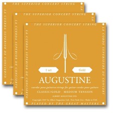 Classic/Gold - Medium Tension Nylon Guitar Strings 3-Pack of 6-String Sets Augus