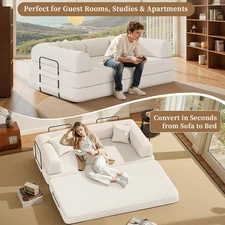 Compressed Corduroy Sofa Set Folding Couch Sofa Bed w/ Armrest Convertible Sofa