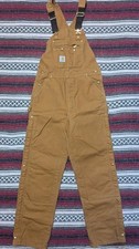 Carhartt Bib Overalls Size 34x34 Brown Quilt Lined R41-BRN Vintage Workwear EUC