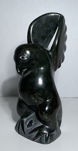 Vintage INUIT SOAPSTONE BIRD CARVING SIGNED 13” CANADIAN